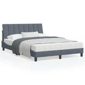 Estructura cama con cabecero terciopelo gris oscuro 140x190 cm de , Camas y somieres - Ref: Foro24-3207844, Precio: 202,99 €,...