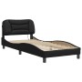 Estructura de cama con luz LED cuero sintético negro 90x190 cm de , Camas y somieres - Ref: Foro24-3214180, Precio: 157,17 €,...