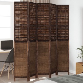 Dark brown paulownia wood 5-panel separator screen by , Room dividers - Ref: Foro24-358712, Price: 162,33 €, Discount: %