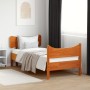 Bed frame with wax brown pine wood headboard 90x200 cm by , Beds and slatted bases - Ref: Foro24-3216392, Price: 153,75 €, Di...