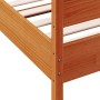 Bed frame with wax brown pine wood headboard 90x200 cm by , Beds and slatted bases - Ref: Foro24-3216392, Price: 153,75 €, Di...