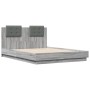 Sonoma gray engineered wood bed with headboard 135x190 cm by , Beds and slatted bases - Ref: Foro24-3209959, Price: 183,32 €,...