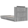 Sonoma gray engineered wood bed with headboard 100x200 cm by , Beds and slatted bases - Ref: Foro24-3209938, Price: 168,47 €,...