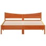 Bed frame with wax brown pine wood headboard 200x200 cm by , Beds and slatted bases - Ref: Foro24-3216359, Price: 213,07 €, D...