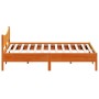 Bed frame with wax brown pine wood headboard 200x200 cm by , Beds and slatted bases - Ref: Foro24-3216359, Price: 213,07 €, D...