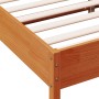 Bed frame with wax brown pine wood headboard 200x200 cm by , Beds and slatted bases - Ref: Foro24-3216359, Price: 213,07 €, D...