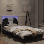 Bed frame with LED black and white synthetic leather 90x190cm by , Beds and slatted bases - Ref: Foro24-3213992, Price: 144,8...