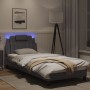 Estructura de cama con luces LED cuero sintético gris 90x190 cm de , Camas y somieres - Ref: Foro24-3213990, Precio: 162,12 €...