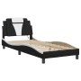 Bed frame with LED synthetic leather black white 90x200 cm by , Beds and slatted bases - Ref: Foro24-3213999, Price: 145,42 €...