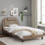 Bed frame with LED cappuccino synthetic leather 100x200 cm by , Beds and slatted bases - Ref: Foro24-3214005, Price: 158,99 €...