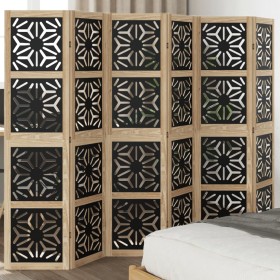 Divider screen 6 panels solid Paulownia wood brown black by , Room dividers - Ref: Foro24-358809, Price: 144,99 €, Discount: %