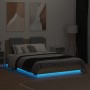 Bed frame with headboard LED lights Sonoma oak 120x190 cm by , Beds and slatted bases - Ref: Foro24-3210054, Price: 177,42 €,...