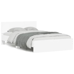 Bed frame with headboard and white LED lights 135x190 cm by , Beds and slatted bases - Ref: Foro24-3207630, Price: 172,47 €, ...