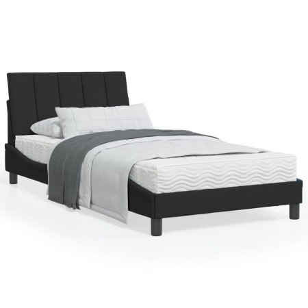 Estructura de cama con cabecero de terciopelo negro 100x200 cm de , Camas y somieres - Ref: Foro24-3207833, Precio: 133,99 €,...