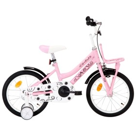 Bicicleta niños con portaequipajes delantero 16" blanco y rosa de vidaXL, Bicicletas - Ref: Foro24-92195, Precio: 201,99 €, D...