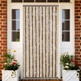 Dark brown and beige chenille fly curtain 56x185 cm by , Mosquito nets for windows - Ref: Foro24-377353, Price: 35,10 €, Disc...