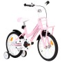 Bicicleta niños con portaequipajes delantero 16" blanco y rosa de vidaXL, Bicicletas - Ref: Foro24-92195, Precio: 201,99 €, D...