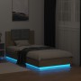 Estructura de cama cabecero luces LED roble Sonoma 75x190 cm de , Camas y somieres - Ref: Foro24-3210068, Precio: 158,01 €, D...