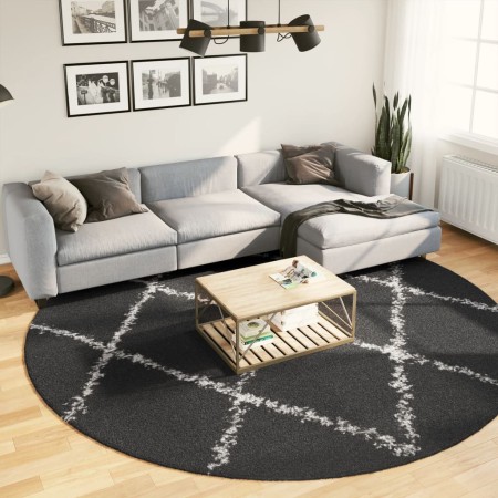 Modern high pile rug PAMPLONA black and cream Ø 280 cm by , Rugs - Ref: Foro24-375425, Price: 143,99 €, Discount: %