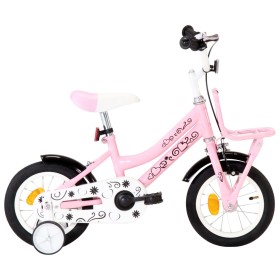 Bicicleta niños y portaequipajes delantero 12" blanca y rosa de vidaXL, Bicicletas - Ref: Foro24-92193, Precio: 139,99 €, Des...