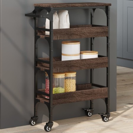 Oak brown engineered wood kitchen cart 53x20x76 cm by , Kitchen and dining carts - Ref: Foro24-842355, Price: 53,11 €, Discou...