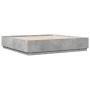 Estructura cama con luces LED madera gris hormigón 200x200 cm de , Camas y somieres - Ref: Foro24-3209586, Precio: 195,99 €, ...