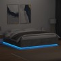 Bed frame with LED lights concrete gray wood 200x200 cm by , Beds and slatted bases - Ref: Foro24-3209586, Price: 195,85 €, D...