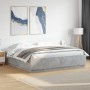 Bed frame with LED lights concrete gray wood 200x200 cm by , Beds and slatted bases - Ref: Foro24-3209586, Price: 195,85 €, D...