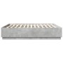 Bed frame with LED lights concrete gray wood 200x200 cm by , Beds and slatted bases - Ref: Foro24-3209586, Price: 195,85 €, D...