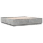 Bed frame with LED lights concrete gray wood 200x200 cm by , Beds and slatted bases - Ref: Foro24-3209586, Price: 195,85 €, D...