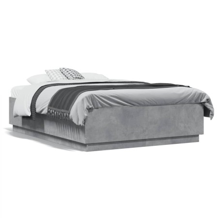 Estructura cama con luces LED madera gris hormigón 120x190 cm de , Camas y somieres - Ref: Foro24-3209656, Precio: 151,99 €, ...