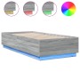 Bed frame with LED lights Sonoma gray wood 90x200 cm by , Beds and slatted bases - Ref: Foro24-3209637, Price: 133,75 €, Disc...