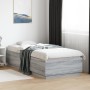 Bed frame with LED lights Sonoma gray wood 90x200 cm by , Beds and slatted bases - Ref: Foro24-3209637, Price: 133,75 €, Disc...