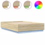 Sonoma oak wood bed frame with LED lights 160x200 cm by , Beds and slatted bases - Ref: Foro24-3209599, Price: 169,27 €, Disc...