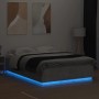 Bed frame with LED lights concrete gray wood 120x200 cm by , Beds and slatted bases - Ref: Foro24-3209621, Price: 171,19 €, D...