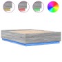 Sonoma gray wood bed frame with LED lights 120x200 cm by , Beds and slatted bases - Ref: Foro24-3209623, Price: 176,77 €, Dis...