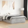 Bed frame with LED lights concrete gray wood 140x190 cm by , Beds and slatted bases - Ref: Foro24-3209642, Price: 160,88 €, D...