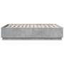 Bed frame with LED lights concrete gray wood 140x190 cm by , Beds and slatted bases - Ref: Foro24-3209642, Price: 160,88 €, D...