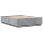 Bed frame with LED lights concrete gray wood 140x190 cm by , Beds and slatted bases - Ref: Foro24-3209642, Price: 160,88 €, D...