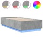 Estructura cama con luces LED madera gris hormigón 100x200 cm de , Camas y somieres - Ref: Foro24-3209628, Precio: 140,58 €, ...