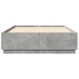 Bed frame with LED lights concrete gray wood 160x200 cm by , Beds and slatted bases - Ref: Foro24-3209600, Price: 183,81 €, D...