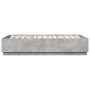 Bed frame with LED lights concrete gray wood 160x200 cm by , Beds and slatted bases - Ref: Foro24-3209600, Price: 182,36 €, D...