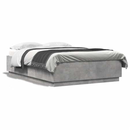 Estructura de cama madera de ingeniería gris hormigón 140x200cm de , Camas y somieres - Ref: Foro24-3209705, Precio: 145,71 €...