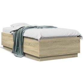 Sonoma oak engineered wood bed frame 90x190 cm by , Beds and slatted bases - Ref: Foro24-3209753, Price: 104,99 €, Discount: %