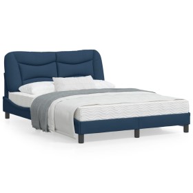 Bed frame with LED lights blue fabric 120x200 cm by , Beds and slatted bases - Ref: Foro24-3213696, Price: 209,99 €, Discount: %