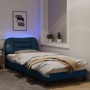 Estructura de cama con luces LED tela azul 90x190 cm de , Camas y somieres - Ref: Foro24-3213675, Precio: 168,30 €, Descuento: %