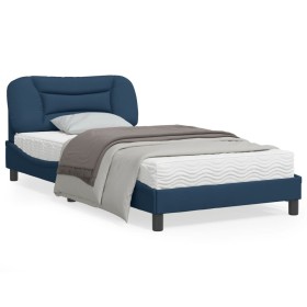 Estructura de cama con luces LED tela azul 100x200 cm de , Camas y somieres - Ref: Foro24-3213689, Precio: 170,99 €, Descuent...