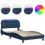 Bed frame with LED lights blue fabric 100x200 cm by , Beds and slatted bases - Ref: Foro24-3213689, Price: 195,27 €, Discount: %