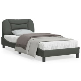 Estructura de cama con luces LED tela gris oscuro 80x200 cm de , Camas y somieres - Ref: Foro24-3213663, Precio: 156,99 €, De...