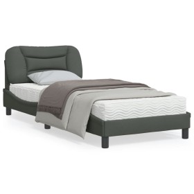 Bed frame with LED lights dark gray fabric 90x200 cm by , Beds and slatted bases - Ref: Foro24-3213677, Price: 157,76 €, Disc...